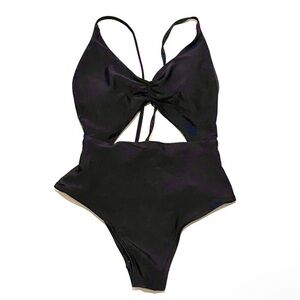 Aerie Black Swimsuit With Cut Outs and Tie Back